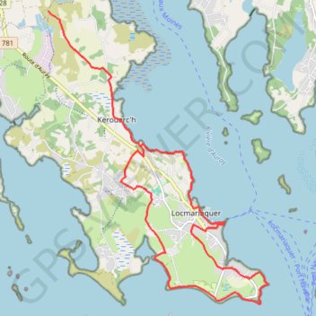 Itinéraire Tour du Golfe du Morbihan - Locmariaquer, distance, dénivelé, altitude, carte, profil, trace GPS