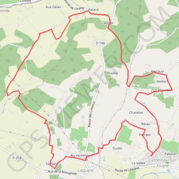 Itinéraire Castelnau-sur-Gupie, dans les coteaux de Garonne - Pays du Dropt, distance, dénivelé, altitude, carte, profil, trace GPS