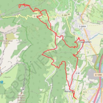 Itinéraire Barraux - Lac Noir - Saint Marcel, distance, dénivelé, altitude, carte, profil, trace GPS