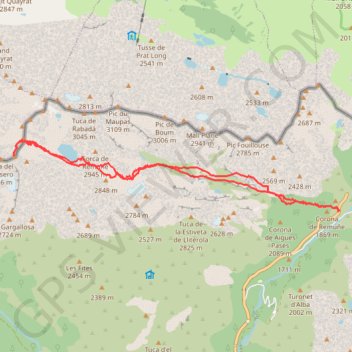 Itinéraire Perdiguere par Remuñe, distance, dénivelé, altitude, carte, profil, trace GPS