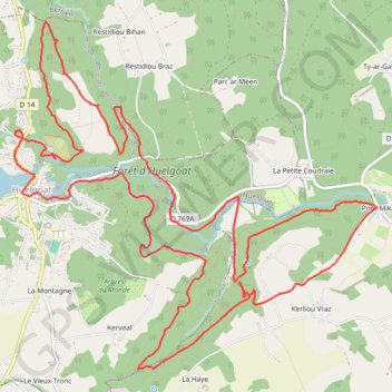 Itinéraire Huelgoat/Rivière d'Argent 28 AVR 2016, distance, dénivelé, altitude, carte, profil, trace GPS