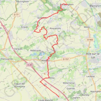 Itinéraire Autour d'Aire-sur-la-Lys 2/2, distance, dénivelé, altitude, carte, profil, trace GPS