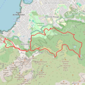 Itinéraire Mont Rose - Marseilleveyre, distance, dénivelé, altitude, carte, profil, trace GPS