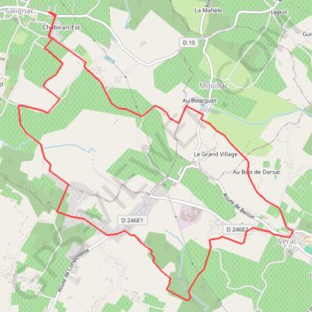Itinéraire Salignac Verac, distance, dénivelé, altitude, carte, profil, trace GPS