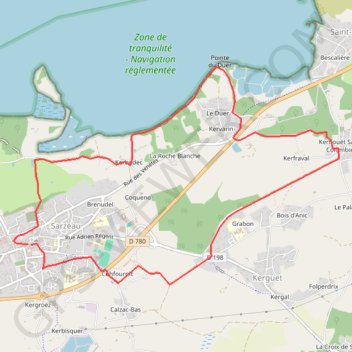 Itinéraire Sarzeau : Circuit du Patrimoine (officiel), distance, dénivelé, altitude, carte, profil, trace GPS