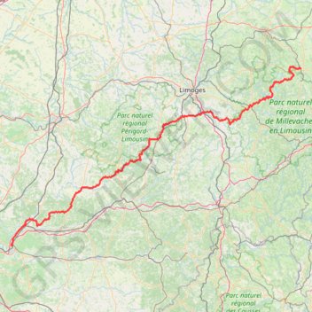 Itinéraire Libourne-Aubusson, distance, dénivelé, altitude, carte, profil, trace GPS