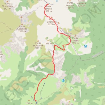 Itinéraire Monte Renosu au départ du Val d'Ese, distance, dénivelé, altitude, carte, profil, trace GPS