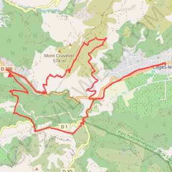 Itinéraire Cuges - Cruvelier sud, distance, dénivelé, altitude, carte, profil, trace GPS
