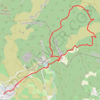 Itinéraire Caunes Minervois, distance, dénivelé, altitude, carte, profil, trace GPS