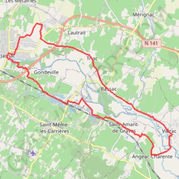 Itinéraire Boucle 23B - Jarnac, distance, dénivelé, altitude, carte, profil, trace GPS