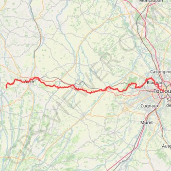 Itinéraire Toulouse - Barran, distance, dénivelé, altitude, carte, profil, trace GPS