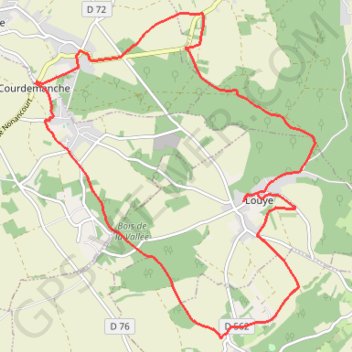 Itinéraire La Transcoudanne - Louye, distance, dénivelé, altitude, carte, profil, trace GPS