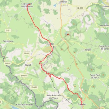 Itinéraire le bouchet pradelles, distance, dénivelé, altitude, carte, profil, trace GPS