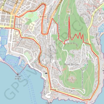 Itinéraire Nice - Mont Boron, distance, dénivelé, altitude, carte, profil, trace GPS
