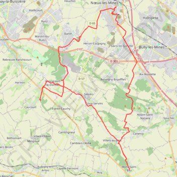 Itinéraire TERRIL NOEUX LES MINES -FRESNICOURT -ST ELOI, distance, dénivelé, altitude, carte, profil, trace GPS