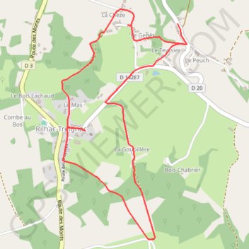 Itinéraire Le circuit des fours - Rilhac-Treignac, distance, dénivelé, altitude, carte, profil, trace GPS