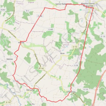 Itinéraire Boucle vélo route Baignes - Circuit découverte 5B, distance, dénivelé, altitude, carte, profil, trace GPS