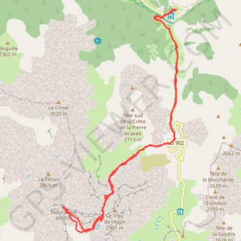 Itinéraire Le Mont Pelat depuis La Bayasse, distance, dénivelé, altitude, carte, profil, trace GPS