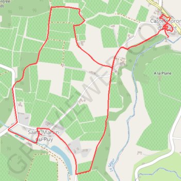 Itinéraire Castelmoron-d'Albret par Saint-Martin-du-Puy, distance, dénivelé, altitude, carte, profil, trace GPS