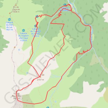 Itinéraire Tuc de Pourtillou crête NE, distance, dénivelé, altitude, carte, profil, trace GPS