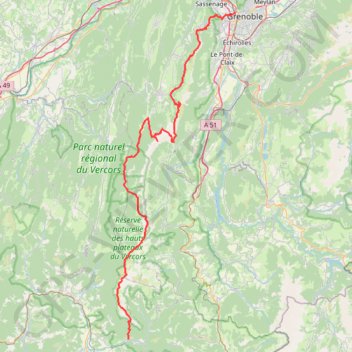 Itinéraire Traversée du Vercors, distance, dénivelé, altitude, carte, profil, trace GPS