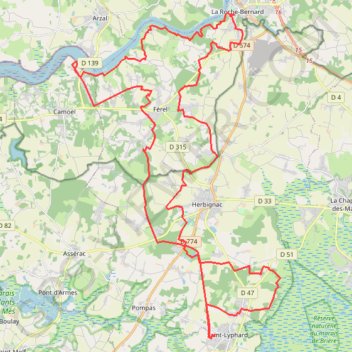 Itinéraire Saint-Lyphard - La Roche-Bernard, distance, dénivelé, altitude, carte, profil, trace GPS