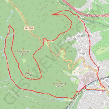 Itinéraire Saverne - Ottersthal, distance, dénivelé, altitude, carte, profil, trace GPS