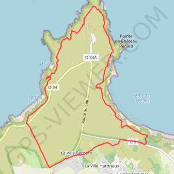 Itinéraire Autour du Cap Fréhel, distance, dénivelé, altitude, carte, profil, trace GPS