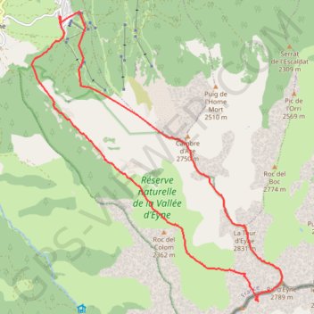 Itinéraire Vallee eyne Cambre d'Aze, distance, dénivelé, altitude, carte, profil, trace GPS