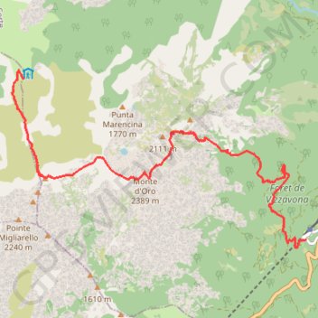 Itinéraire Du refuge de L'Onda à Vizzavona par le Monte d'Oru, distance, dénivelé, altitude, carte, profil, trace GPS