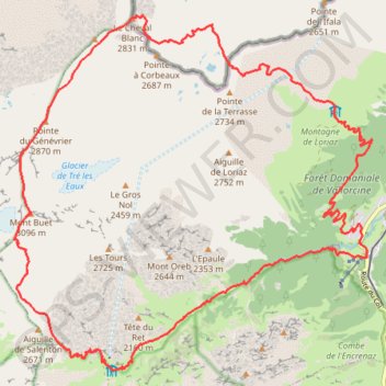 Itinéraire Mont Buet et Le Cheval Blanc en boucle depuis Le Buet, distance, dénivelé, altitude, carte, profil, trace GPS