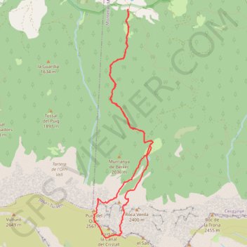 Itinéraire Sierra de Cadi (Serra del Cadi) - Couloir Amagada, distance, dénivelé, altitude, carte, profil, trace GPS