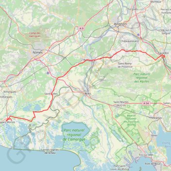 Itinéraire Aigues Mortes Cavaillon, distance, dénivelé, altitude, carte, profil, trace GPS