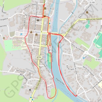 Itinéraire 25-Nay-Faubourg-trace, distance, dénivelé, altitude, carte, profil, trace GPS
