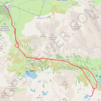 Itinéraire Lac de Madamète, distance, dénivelé, altitude, carte, profil, trace GPS