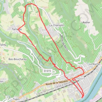 Itinéraire Ampuis (69), distance, dénivelé, altitude, carte, profil, trace GPS