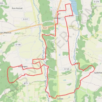 Itinéraire Les coteaux de Miélan (Gers), distance, dénivelé, altitude, carte, profil, trace GPS
