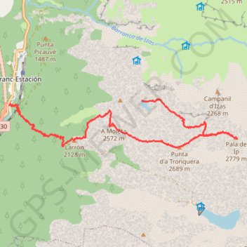 Itinéraire Pala de Ip J2, distance, dénivelé, altitude, carte, profil, trace GPS