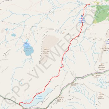 Itinéraire Punta Asgelas (Monte Corona), distance, dénivelé, altitude, carte, profil, trace GPS