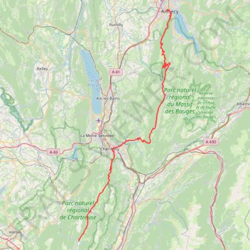 Itinéraire 2-Annecy - Saint Pierre de Chartreuse V3, distance, dénivelé, altitude, carte, profil, trace GPS
