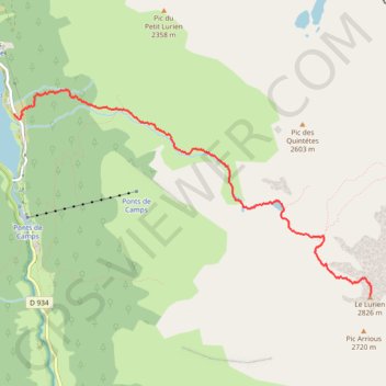 Itinéraire Le Lurien par le lac de Fabrèges, distance, dénivelé, altitude, carte, profil, trace GPS