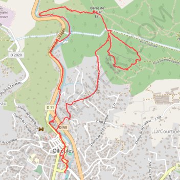 Itinéraire Ollioules - Oppidum de La Courtine, distance, dénivelé, altitude, carte, profil, trace GPS