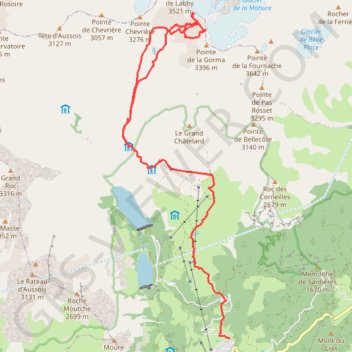 Itinéraire Cols de Labby et du Moine, distance, dénivelé, altitude, carte, profil, trace GPS