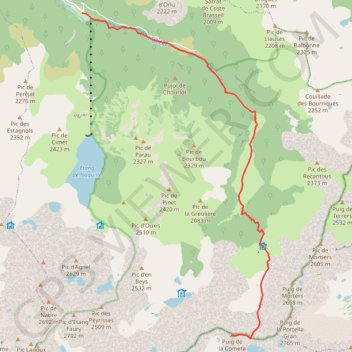 Itinéraire Le pic de la Coumette d'Espagne, distance, dénivelé, altitude, carte, profil, trace GPS