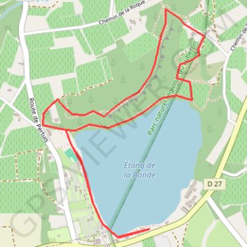 Itinéraire Balade autour de l'Etang de la Bonde, distance, dénivelé, altitude, carte, profil, trace GPS
