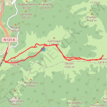 Itinéraire Le Saioa depuis le col de Belate, distance, dénivelé, altitude, carte, profil, trace GPS