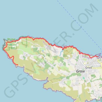 Itinéraire Groix - Pointe du Château de Kervedan, distance, dénivelé, altitude, carte, profil, trace GPS