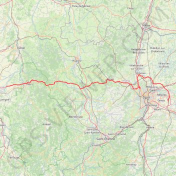 Itinéraire Clermont-Ferrand - Lyon, distance, dénivelé, altitude, carte, profil, trace GPS