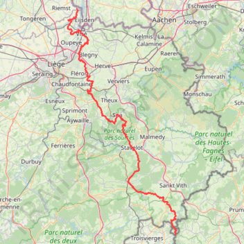Itinéraire GR 5 Belgique, Wallonie, distance, dénivelé, altitude, carte, profil, trace GPS