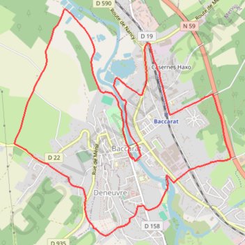 Itinéraire Randonnée autour de Baccarat, distance, dénivelé, altitude, carte, profil, trace GPS